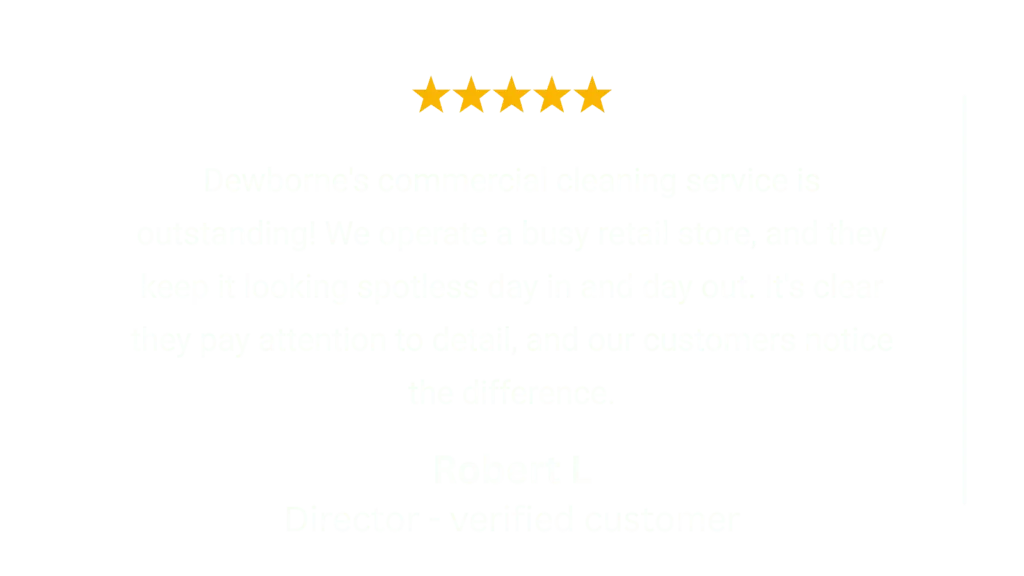 Five-star customer testimonial for professional commercial cleaning service in East London